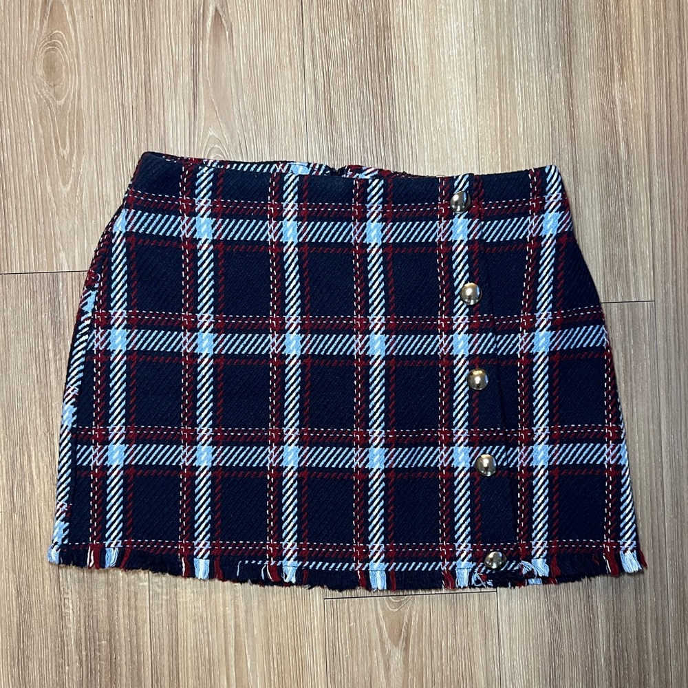 Plaid Navy Blue and Red Mini Skirt Size M